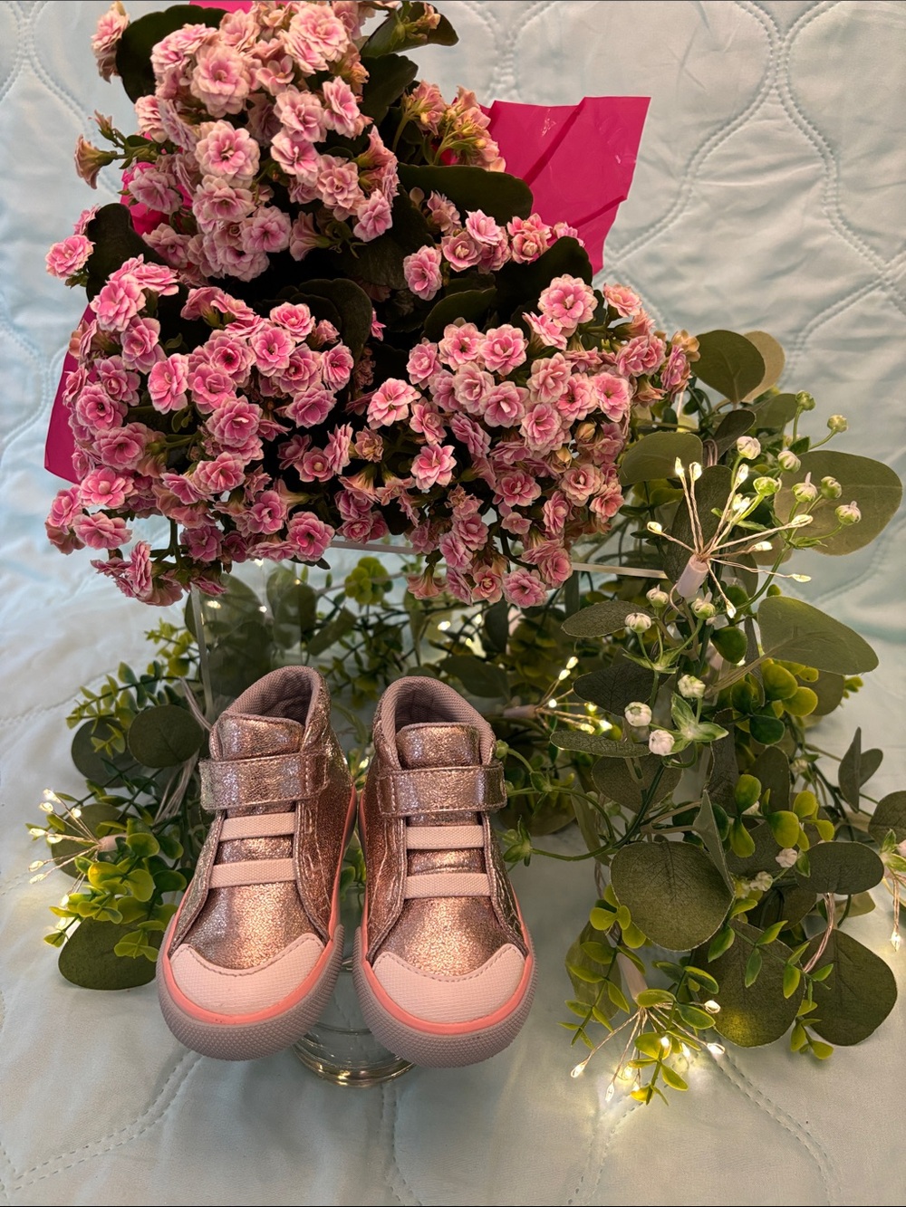 See Kai Run Rose Gold Pink Glitter High-Top Sneakers